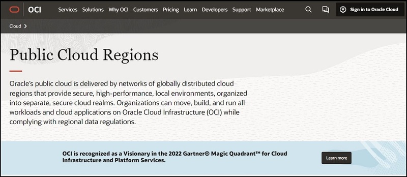 Oracle Cloud Data Center Companies