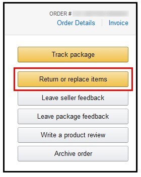 Click on the Return or Replace Items button