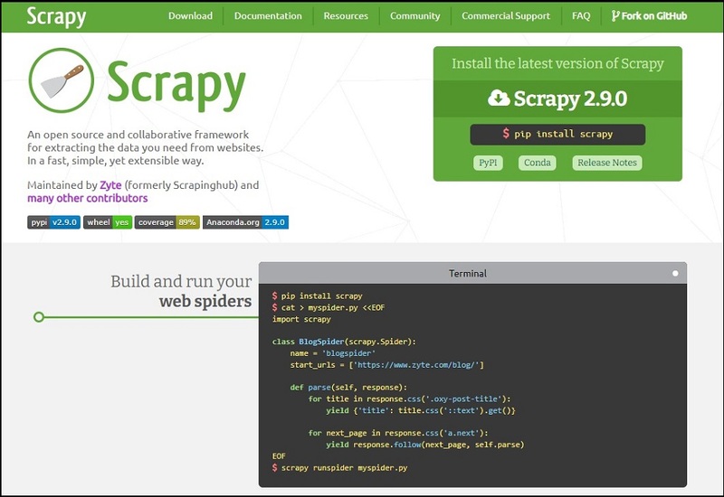 Scrapy for Web Crawling Tools